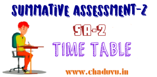 Summative Assessment-2 Time table